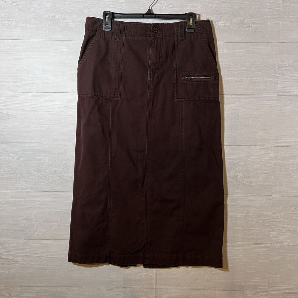 Eddie Bauer Brown A-Line 100% Cotton Skirt Size 10